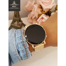 Relógio Feminino Digital Led Redondo Dourado e Rose breto prata Moda Blogueira