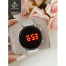 Relógio Feminino Digital Led Redondo Dourado e Rose breto prata Moda Blogueira