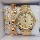 Relógio Feminino A Prova D'água de Quartzo em Aço Inoxidável Casual Dourado Rose com Pulseira Caixa