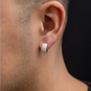 Brinco Masculino Argola Neymar Prata Cravejado Zirconia Banhado a ouro Branco