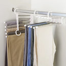 Kit Com 2 Cabides Multiuso 5 em 1 Aço Inox Guarda Roupa Organizador Cabideiro de Calças Camisetas