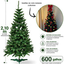 Árvore de Natal 2,10m Pinheiro Artificial Grande 600 Galhos Com Festão Enfeite Decoração Natalina