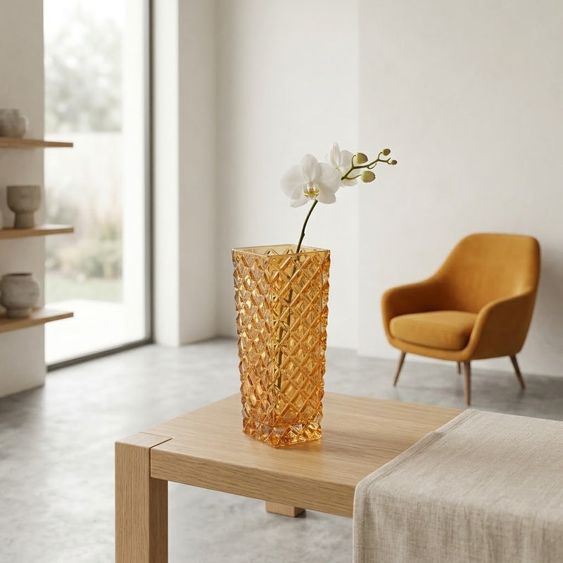 Vaso Decorativo em Vidro Âmbar Arranjo Flores  Centro Mesa Enfeite