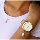 Tendencia Relógio Feminino + Corrente Folheadas e Brincos Luxo