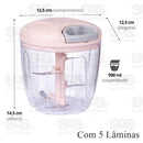 Processador Triturador Manual Grande Multiuso De Alimento 900ml Com 5 Lâminas Caerus