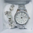 Relógio Feminino A Prova D'água de Quartzo em Aço Inoxidável Casual Dourado Rose com Pulseira Caixa