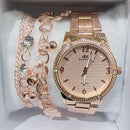 Relógio Feminino A Prova D'água de Quartzo em Aço Inoxidável Casual Dourado Rose com Pulseira Caixa