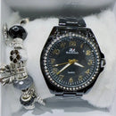 Relógio Feminino A Prova D'água de Quartzo em Aço Inoxidável Casual Dourado Rose com Pulseira Caixa