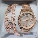 Relógio Feminino A Prova D'água de Quartzo em Aço Inoxidável Casual Dourado Rose com Pulseira Caixa