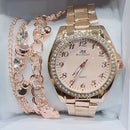 Relógio Feminino A Prova D'água de Quartzo em Aço Inoxidável Casual Dourado Rose com Pulseira Caixa