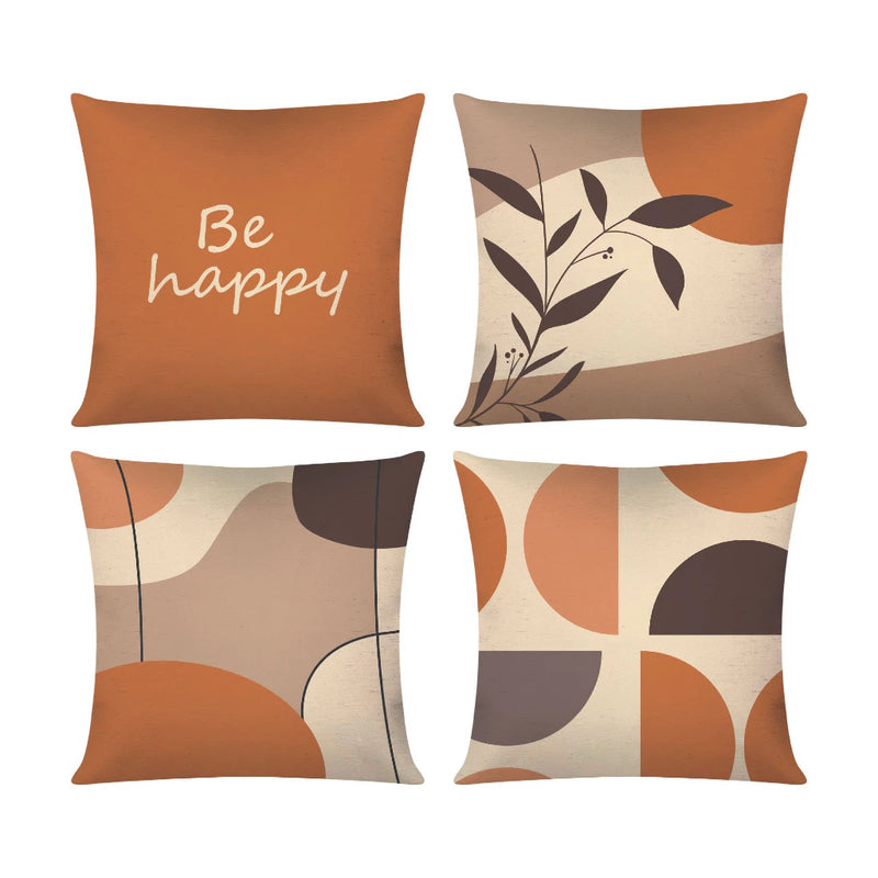 Kit c/ 4 Capas de Almofada Decorativas Modern Print 45x45 - Seja Feliz