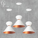 kit com 3 pendentes lustre luxo branco/cobre casa e decoração GR luminarias