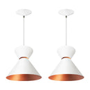 kit com 3 pendentes lustre luxo branco/cobre casa e decoração GR luminarias