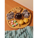 Petisqueira Gamela 30cm Tábua Para Petisco Multiuso Decorativa Mdf Estilo Bambu Em Forma De Flor