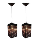 Kit 2 Luminária Pendentes Oriental Para Sala Cozinha Escritório Bivolt Cor Preto - 2tp