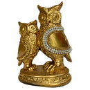 Estatua Coruja Com Filhote Decoração Sala Biblioteca Escritório Cor Dourada