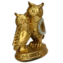 Estatua Coruja Com Filhote Decoração Sala Biblioteca Escritório Cor Dourada