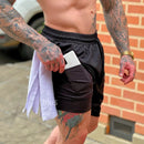 Shorts Academia 2 Em 1 Forrado Com Bolso Extra Bermuda Masculina Carnaval