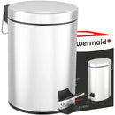 Lixo Lixeira Redonda 5 Litros Aço Inox Balde Cesto Removível Alça Pedal Para Banheiro Escritório Lavabo Cozinha Fraldas Bebe Casa Restaurantes Pet Pia Powermaid