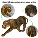 Pantera Estilizada Indiana em Gesso com Manto Decoração em Cores Variadas