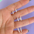 Brinco Trio Argola BANHADA A PRATA 925 com Zircônia Cravejada Kit 3 pares / Trio de ARGOLINHAS FOLHEADAS Á PRATA 925 TOP