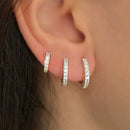 Brinco Trio Argola BANHADA A PRATA 925 com Zircônia Cravejada Kit 3 pares / Trio de ARGOLINHAS FOLHEADAS Á PRATA 925 TOP