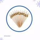Kit 100 Palitos de Bambu Para Petisco Decorado Bolinha dourada 12cm