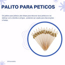 Kit 100 Palitos de Bambu Para Petisco Decorado Bolinha dourada 12cm