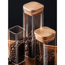 Kit 3 potes de vidro herméticos com tampa de bambu quadrado pequeno 200 ml 250ml 300 ml