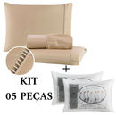 Kit Lençol Casal Queen/Casal/King/Solteiro Com Lençol Elastico 400 Fios Micropercal + Travesseiros
