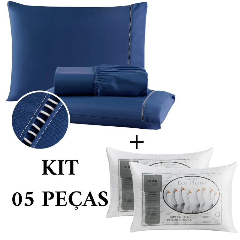 Kit Lençol Casal Queen/Casal/King/Solteiro Com Lençol Elastico 400 Fios Micropercal + Travesseiros