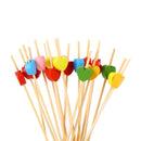 Kit 100 Palitos de Bambu Para Petisco Decorado Bolinha dourada 12cm