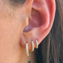 Brinco Trio Argola BANHADA A PRATA 925 com Zircônia Cravejada Kit 3 pares / Trio de ARGOLINHAS FOLHEADAS Á PRATA 925 TOP