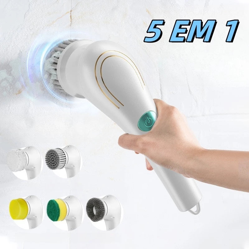 Escova Eletrica de Limpeza 5 em 1 Sem Fio Limpador Multiuso Pratico Para Cozinha , Banheiro prático-SJ-005
