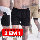Shorts Academia 2 Em 1 Forrado Com Bolso Extra Bermuda Masculina Carnaval