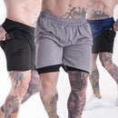 Kit 2 Shorts Academia 2 Em 1 Forrado Com Bolso Extra Bermuda Masculina