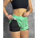 Kit 2 Shorts 2 em 1 Feminino Duplo Com Bolso Interno Para Celular Treino Corrida