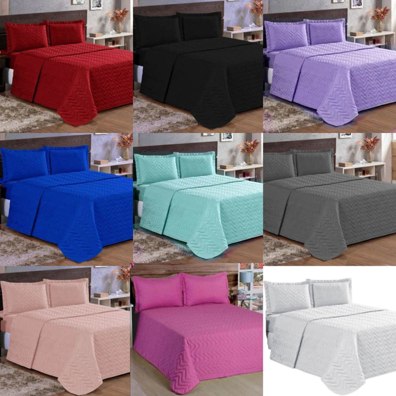 Cobre Leito Luxo Casal Kit + 2 Porta Travesseiro - invic