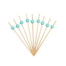 Kit 100 Palitos de Bambu Para Petisco Decorado Bolinha dourada 12cm