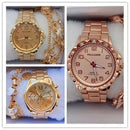 Relógio Feminino A Prova D'água de Quartzo em Aço Inoxidável Casual Dourado Rose com Pulseira Caixa