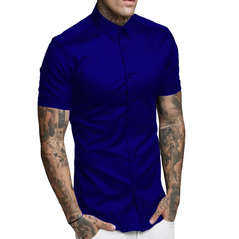 Camisa Masculina Manga Curta Slim Fit Luxo Pronta Entrega Varias cores