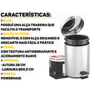 Lixo Lixeira Redonda 5 Litros Aço Inox Balde Cesto Removível Alça Pedal Para Banheiro Escritório Lavabo Cozinha Fraldas Bebe Casa Restaurantes Pet Pia Powermaid