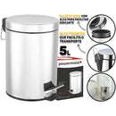 Lixo Lixeira Redonda 5 Litros Aço Inox Balde Cesto Removível Alça Pedal Para Banheiro Escritório Lavabo Cozinha Fraldas Bebe Casa Restaurantes Pet Pia Powermaid
